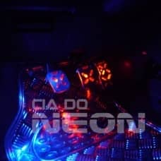 Pedaleira Iluminada vermelha + barra 16cm azul