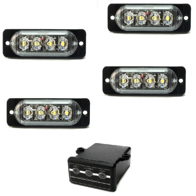 4 Estrobo Led branco SMD alta visualiza��o efeitos