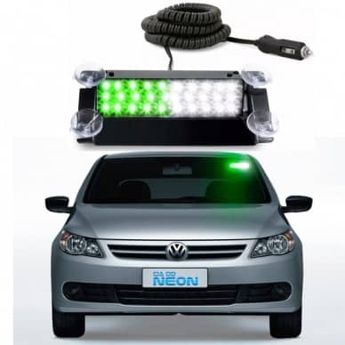 Estrobo Interno Para brisa Flash Verde e Branco 12/24V