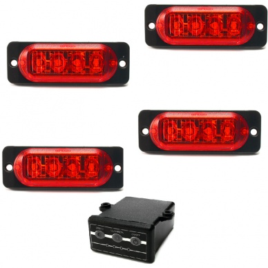 4 Estrobo Led vermelho SMD alta visualiza��o efeitos