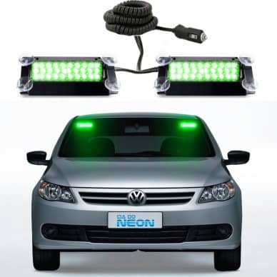 Estrobo Interno Duplo Para brisa Flash Verde 12vcc