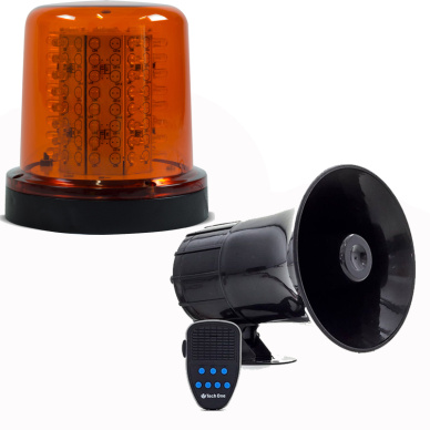 Giroled redondo 64 leds �mbar com im� e plug e sirene 12v
