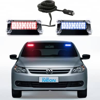Estrobo Interno Duplo Para brisa Flash Vermelho e Azul 12vcc