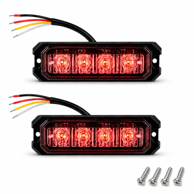 Par de Estrobo bivolt 12v 24v led vermelho