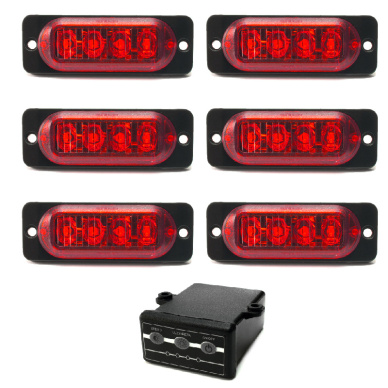 Estrobo efeitos 6 leds smd vermelho bivolt 12v 24v