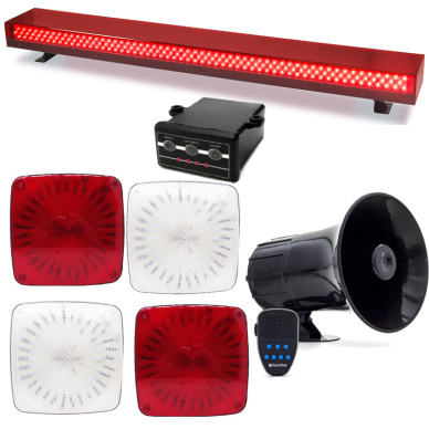 Kit giroflex Barra 1.20mt vermelha estrobo lateral e sirene