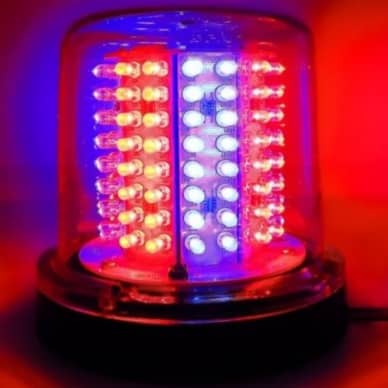 Giroled Giroflex redondo azul vermelho com fixa��o por parafusos com 128 leds bivolt 110/220v