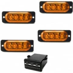 4 Estrobo Led �mbar laranja SMD alta visualiza��o efeitos