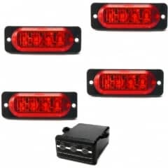 4 Estrobo Led vermelho SMD alta visualiza��o efeitos