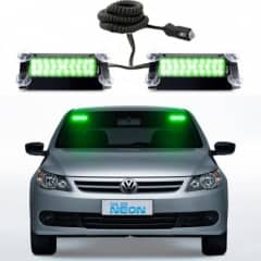 Estrobo Interno Duplo Para brisa Flash Verde 12vcc