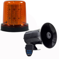 Giroled redondo 64 leds �mbar com im� e plug e sirene 12v