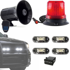 Kit Giroflex Giroled vermelho Led Im� Plug Sirene Estrobo Viatura 12v