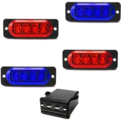4 Estrobo Led azul vermelho SMD alta visualiza��o efeitos